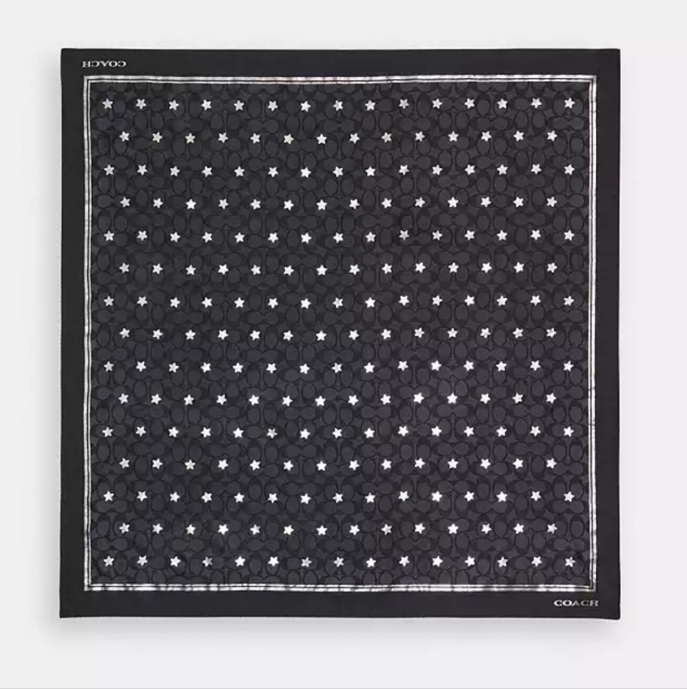 New! 100% Silk, Signature Twinkle Star Print Silk Square Scarf - Picture 2 of 2